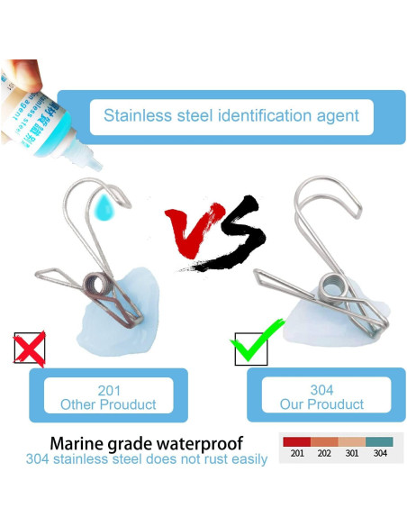 14 Clips de Acero Inoxidable 304 Kehail para Colgar Artículos
