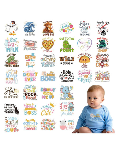 Transferencias de Planchado Falueqg - 36 Piezas para Bebés