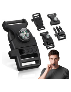 50 Clips de Hebilla de Paracord con Silbato 1.59 cm - Genérico