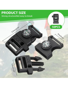 50 Clips de Hebilla de Paracord con Silbato 1.59 cm - Genérico 2