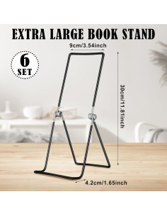 Paquete de 6 Soportes de Libro de Metal Memorywuu 30 cm 2