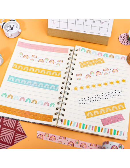 Cinta Washi Boho 12 Rollos Whaline 1.5cm x 5m Decorativa