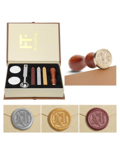 Kit de Sello de Cera Mingting con Mango de Madera y 3 Ceritas