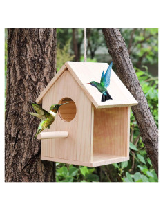 Casa de Aves de Madera Oooct 14.5x14.5x22 cm con Ventana