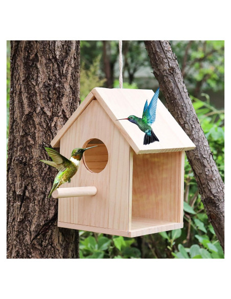 Casa de Aves de Madera Oooct 14.5x14.5x22 cm con Ventana
