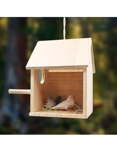 Casa de Aves de Madera Oooct 14.5x14.5x22 cm con Ventana
