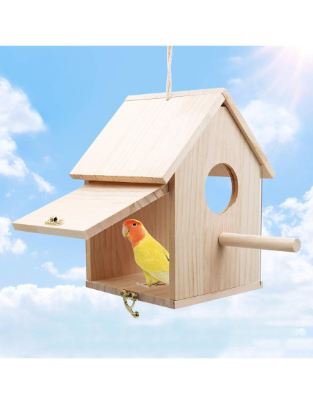 Casa de Aves de Madera Oooct 14.5x14.5x22 cm con Ventana