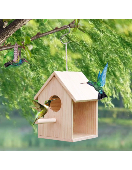 Casa de Aves de Madera Oooct 14.5x14.5x22 cm con Ventana