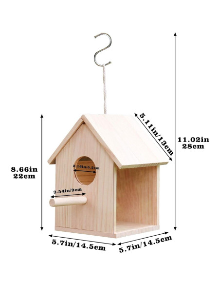 Casa de Aves de Madera Oooct 14.5x14.5x22 cm con Ventana