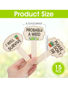 15 Etiquetas de Madera para Plantas Mabor - Jardín Interior y Exterior 2