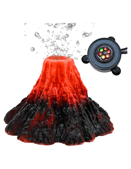 Kit de Decoración de Volcán para Acuario Genérico con Luz