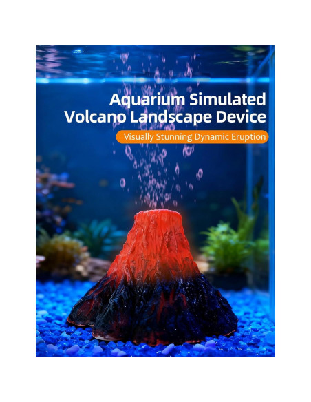 Kit de Decoración de Volcán para Acuario Genérico con Luz