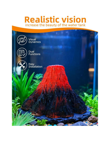 Kit de Decoración de Volcán para Acuario Genérico con Luz