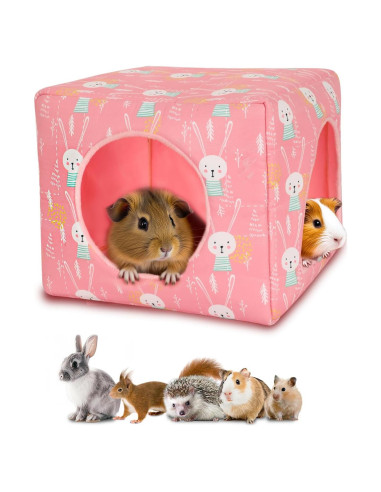 Refugio para Cobayas UPINS 25x25cm Casa Lavable Rosa