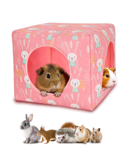 Refugio para Cobayas UPINS 25x25cm Casa Lavable Rosa