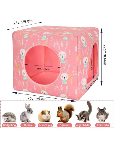 Refugio para Cobayas UPINS 25x25cm Casa Lavable Rosa