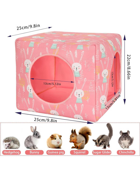 Refugio para Cobayas UPINS 25x25cm Casa Lavable Rosa