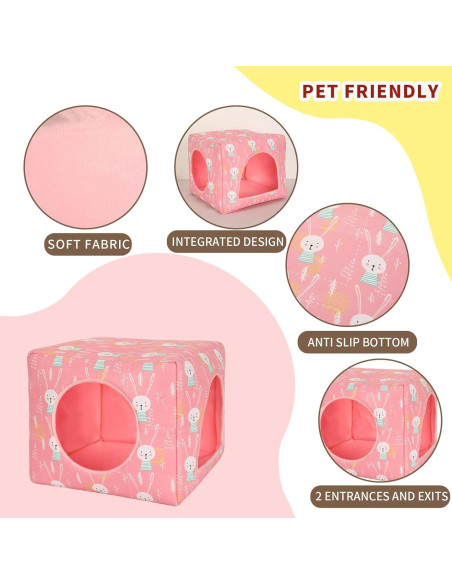Refugio para Cobayas UPINS 25x25cm Casa Lavable Rosa