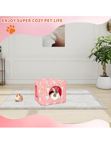 Refugio para Cobayas UPINS 25x25cm Casa Lavable Rosa