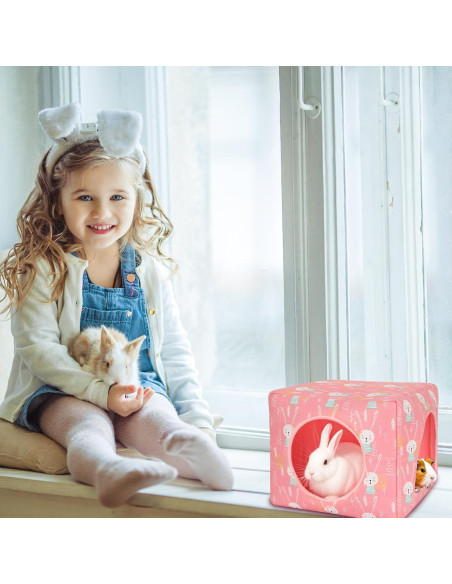 Refugio para Cobayas UPINS 25x25cm Casa Lavable Rosa