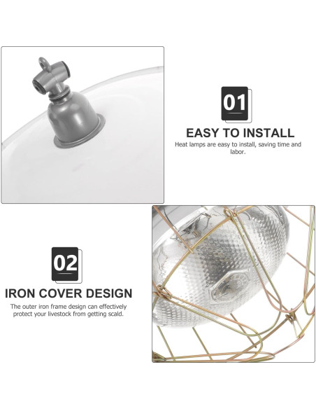 Lámpara de Calefacción para Animales Yardwe 250W 29.5x29.5cm