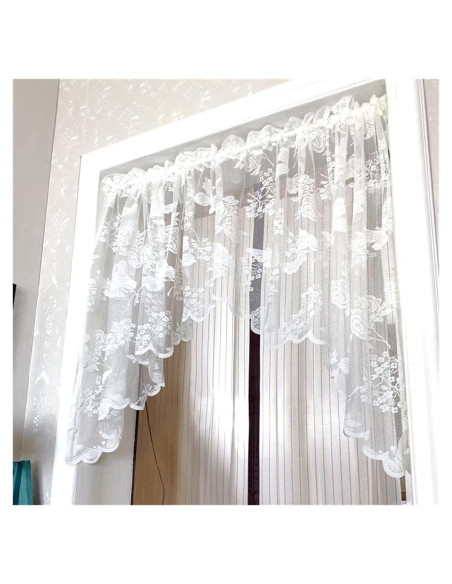 Cortina Valance Sheer Bordado Floral 82x35cm NewWPKIRA