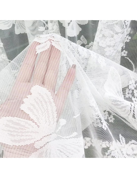 Cortina Valance Sheer Bordado Floral 82x35cm NewWPKIRA