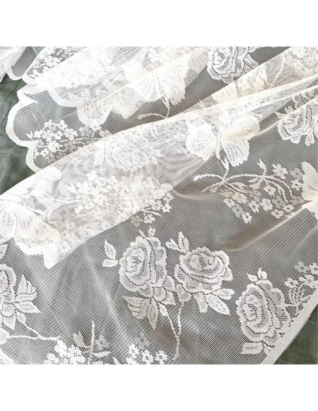 Cortina Valance Sheer Bordado Floral 82x35cm NewWPKIRA