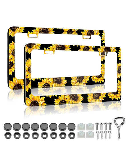Marco de Placa de Licencia Girasol LIN KANG 30.9x16 cm 2 PCS