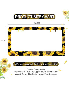 Marco de Placa de Licencia Girasol LIN KANG 30.9x16 cm 2 PCS 2