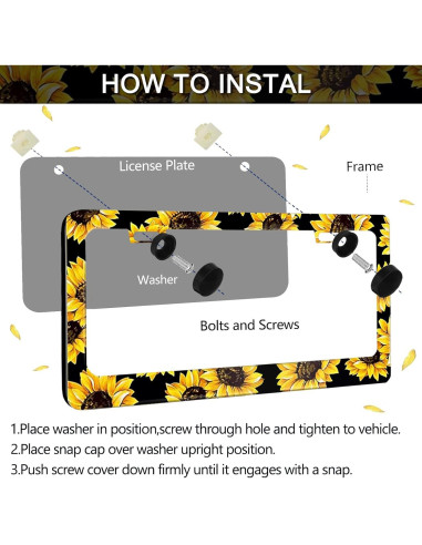 Marco de Placa de Licencia Girasol LIN KANG 30.9x16 cm 2 PCS
