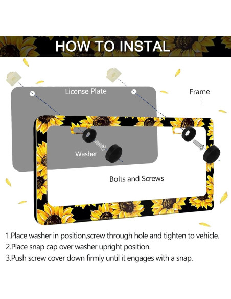 Marco de Placa de Licencia Girasol LIN KANG 30.9x16 cm 2 PCS