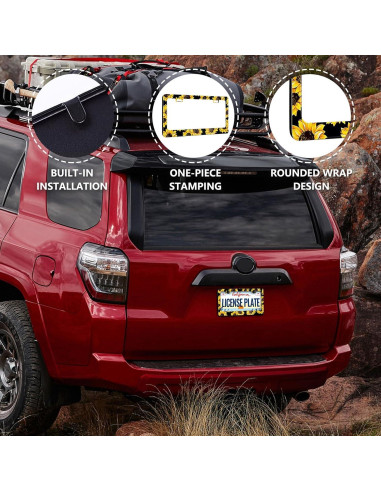 Marco de Placa de Licencia Girasol LIN KANG 30.9x16 cm 2 PCS