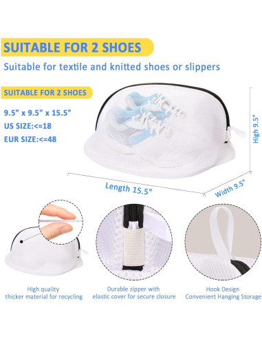 AUTODECO 4 Bolsas de Lavado para Zapatos Malla 25x40 cm