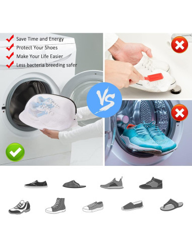 AUTODECO 4 Bolsas de Lavado para Zapatos Malla 25x40 cm
