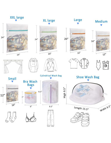 AUTODECO 4 Bolsas de Lavado para Zapatos Malla 25x40 cm