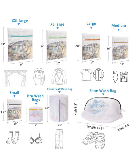 AUTODECO 4 Bolsas de Lavado para Zapatos Malla 25x40 cm