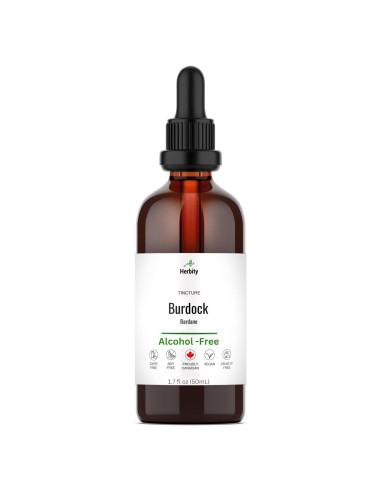 Tintura de raíz de bardana Herbity 50 ml - Sin alcohol, vegano