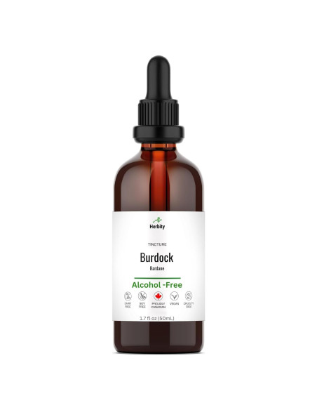 Tintura de raíz de bardana Herbity 50 ml - Sin alcohol, vegano