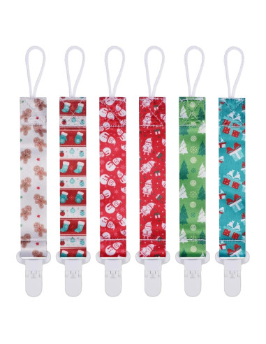Clip de Chupete para Bebé - Set de 6 Navidad - Calidad Premium