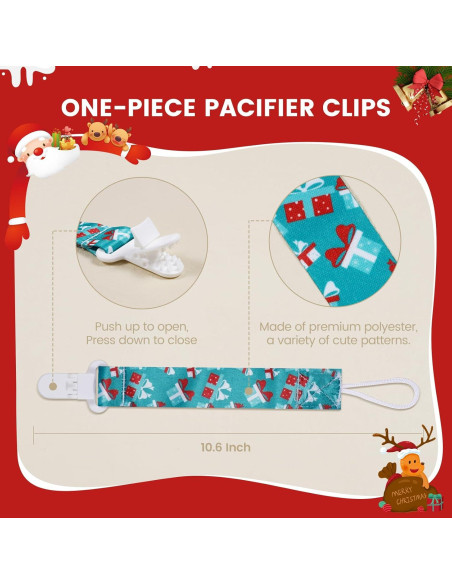 Clip de Chupete para Bebé - Set de 6 Navidad - Calidad Premium