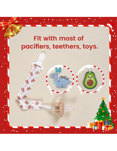 Clip de Chupete para Bebé - Set de 6 Navidad - Calidad Premium