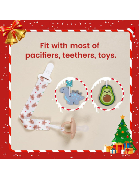 Clip de Chupete para Bebé - Set de 6 Navidad - Calidad Premium