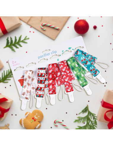 Clip de Chupete para Bebé - Set de 6 Navidad - Calidad Premium