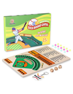 Juego de Mesa de Béisbol de Madera con Dados y Canicas