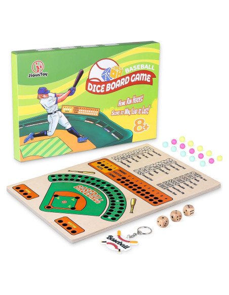 Juego de Mesa de Béisbol de Madera con Dados y Canicas