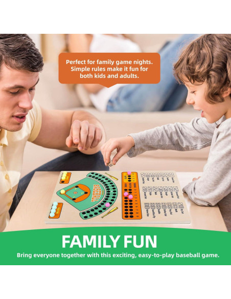 Juego de Mesa de Béisbol de Madera con Dados y Canicas