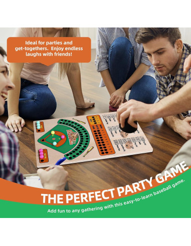 Juego de Mesa de Béisbol de Madera con Dados y Canicas