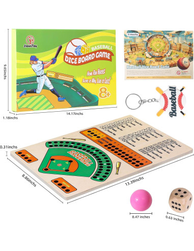 Juego de Mesa de Béisbol de Madera con Dados y Canicas