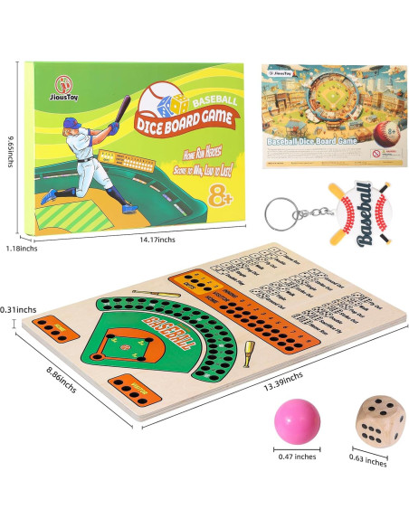 Juego de Mesa de Béisbol de Madera con Dados y Canicas